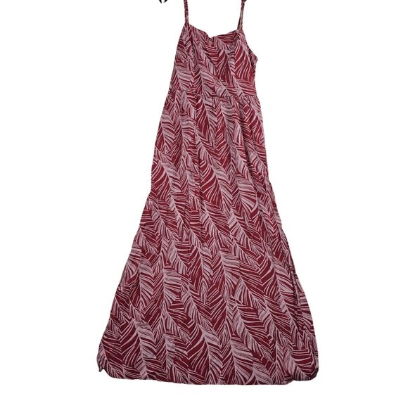 Lily Rose XXL Red & Pink Leaf Print Maxi Dress Polyester - Picture 1 of 7